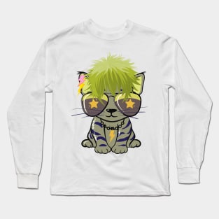 Glam Rock Kitty Cat Long Sleeve T-Shirt